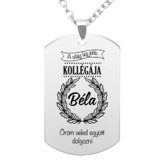 A világ legjobb kollégája (tetszőleges névvel) medál lánccal vagy kulcstartóval nyaklánc