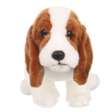 Abelito - Plüss kutya basset hound - fehér-barna plüssfigura