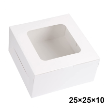 Ablakos süteményes doboz – Fehér – 25 cm × 25 cm sütés és főzés