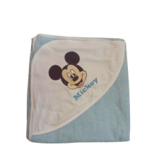  ABR Kapucnis frottír törölköző Mickey egér mintával 100x100cm - Kék babatörülköző, kifogó