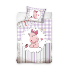 Ábránd Hippopotamus/Víziló ágyneműhuzat, Pink (100x135 + 40x60 cm) babaágynemű, babapléd