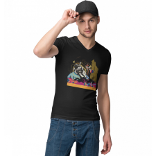  Absztrakt Űrhajós - Férfi V Nyakú Póló férfi póló