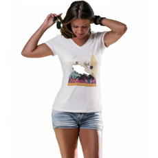  Absztrakt Űrhajós - Női V-Nyakú Póló