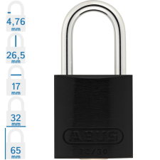 Abus 72/30 KA - Egységkulcsos lakat (Több lakat azonos kulccsal) - Fekete - 771798 lakat