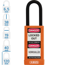 Abus 74LB/40 LOTO hosszúkengyelű munkavédelmi kizáró lakat - Narancssárga - 503320 lakat