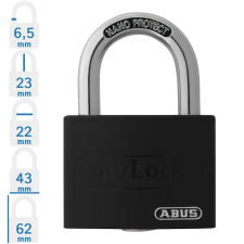 Abus T65AL/40 KA Egységkulcsos lakat - Fekete lakat