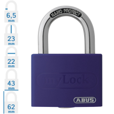 Abus T65AL/40 KA Egységkulcsos lakat - Lila lakat
