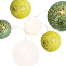 ACA Lighting zöld-fehér szövet gömbök, melegfehér, 2 × AA, 285 cm, IP20 karácsonyfa izzósor