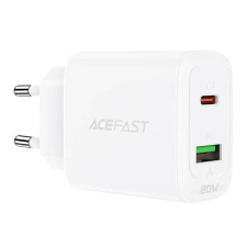 AceFast A25 hálózati töltő 1xUSB-C + 1xUSB-A, PD20W fehér (A25wh) mobiltelefon kellék