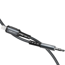 AceFast audio kábel iPhone Lightning 8-pin - Jack 3,5mm (apa) MFI alumínium ötvözet C1-06 1,2 m szürke kábel és adapter