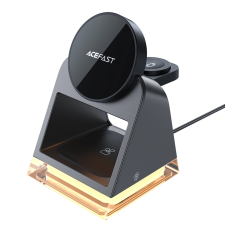 AceFast E17 MagSafe 3in1 Wireless töltő - Fekete + USB-A - USB-C Kábel (E17) mobiltelefon kellék