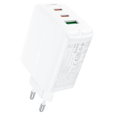 AceFast gyorstöltő GaN (2x USB-C / USB-A) PPS / PD / QC4+ 65W fehér (A41) mobiltelefon kellék