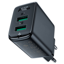AceFast Wall Charger Acefast A33, 2x USB, 18W, QC3.0 (czarna) mobiltelefon kellék