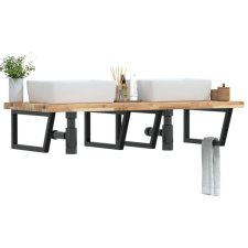  acél és tömör akácfa falra szerelhető mosdópolc fürdőszoba bútor