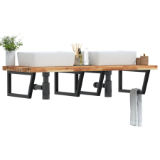  acél és tömör akácfa falra szerelhető mosdópolc fürdőszoba bútor