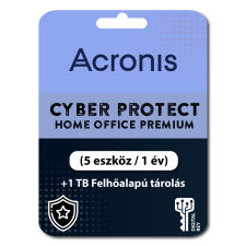 Acronis Cyber Protect Home Office Premium (5 eszköz / 1 év) + 1 TB Felhőalapú tárolás (Elektronikus licenc) karbantartó program