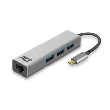 Act AC7055 USB-C Hub 3 port with Gigabyte Ethernet Grey hub és switch