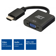 Act AC7535 HDMI-A male to VGA female adapter with audio Black kábel és adapter