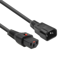 Act Powercord C13 IEC Lock - C14 1,5m Black AK5191 kábel és adapter