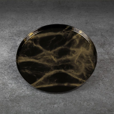  Ada dekoratív üveg tál Fekete/arany 28x2 cm dekoráció
