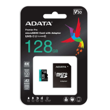 ADATA 128GB microSDXC ADATA Premier Pro CL10 V30 A2 + adapter (AUSDX128GUI3V30SA2-RA1) (AUSDX128GUI3V30... memóriakártya