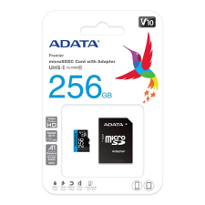 ADATA microsd kártya - 256gb microsdxc uhs-i class10 a1 v10 (r/w: 100/25 mb/s) + adapter ausdx256guicl10a1-ra1 memóriakártya