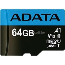 ADATA MicroSDXC Premier 64GB UHS-I CLASS10 memóriakártya + SDXC adapter (AUSDX64GUICL10A1-RA1) memóriakártya