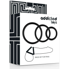  ADDICTED TOYS TRIPLA PÉNISZGYŰRŰ VÁLOGATÁS - FEKETE péniszgyűrű