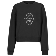 Adidas Pulóverek Signature Graphic Print Fleece Loose Sweatshirt Fekete EU XS női pulóver, kardigán