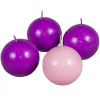  Adventi mártott gömb gyertya 4db/cs - lila, rózsaszín