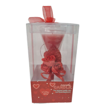 ADX Ajándék kft Poharas gyertyatartó piros rózsás 16cm gyertyatartó