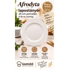  Afrodyta lapostányér 19 cm porcelán, 6 db-os csomag tányér és evőeszköz