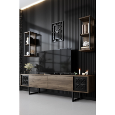 AG TV szekrény Black Line - Walnut, Black bútor
