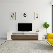 AG TV szekrény Sosruko - White, Walnut bútor