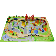 AGA4KIDS Wooden Train Track 75 pieces (K14445) autópálya és játékautó