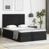  Ágy LED -es lámpákkal fejtámlával Fekete 140 x 200 cm PVC