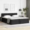  Ágy LED -es lámpákkal fejtámlával Fekete 160 x 200 cm PVC