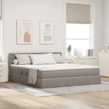  Ágy LED -es lámpákkal fejtámlával Tópszínű 160 x 200 cm szövet ágy és ágykellék