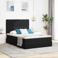  Ágy tárolóval és LED lámpával Fekete 140 x 200 cm Bársony ágy és ágykellék