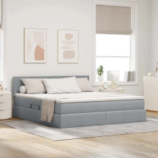  Ágy tárolóval és matraccal Világosszürke 160 x 200 cm Faanyag ágy és ágykellék