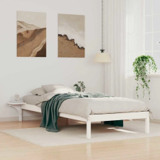  Ágykeret éjjeliszekrényekkel Fehér 90 x 210 cm Tömör fenyőfa ágy és ágykellék