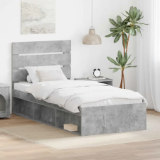  Ágykeret fejtámlával Beton 90 x 200 cm Tömör fenyőfa ágy és ágykellék