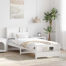  Ágykeret fejtámlával Fehér 90 x 190 cm Tömör fenyőfa ágy és ágykellék