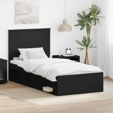  Ágykeret fejtámlával Fekete 100 x 200 cm Tömör fenyőfa ágy és ágykellék