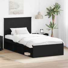  Ágykeret fejtámlával Fekete 100 x 200 cm Tömör fenyőfa ágy és ágykellék