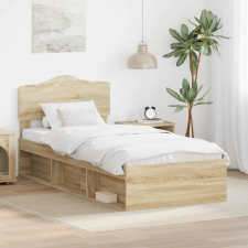  Ágykeret fejtámlával Sonoma tölgy 75 x 190 cm Tömör fenyőfa ágy és ágykellék