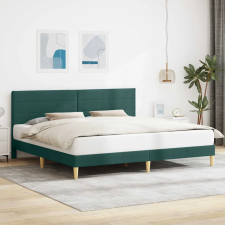  Ágykeret fejtámlával Sötétzöld 200 x 200 cm Szövet ágy és ágykellék