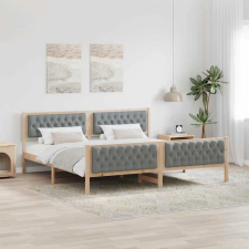  Ágykeret fejtámlával Világosszürke 200 x 200 cm szövet ágy és ágykellék