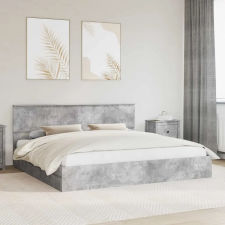  Ágykeret fiókkal fejtámlával Beton Szürke 200 x 200 cm Faanyag ágy és ágykellék