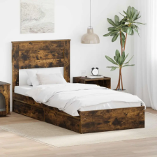  Ágykeret fiókkal fejtámlával Füstölt tölgy 90 x 190 cm Faanyag ágy és ágykellék